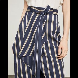 BCBG Blue & Gold faux wrap skirt zip in back